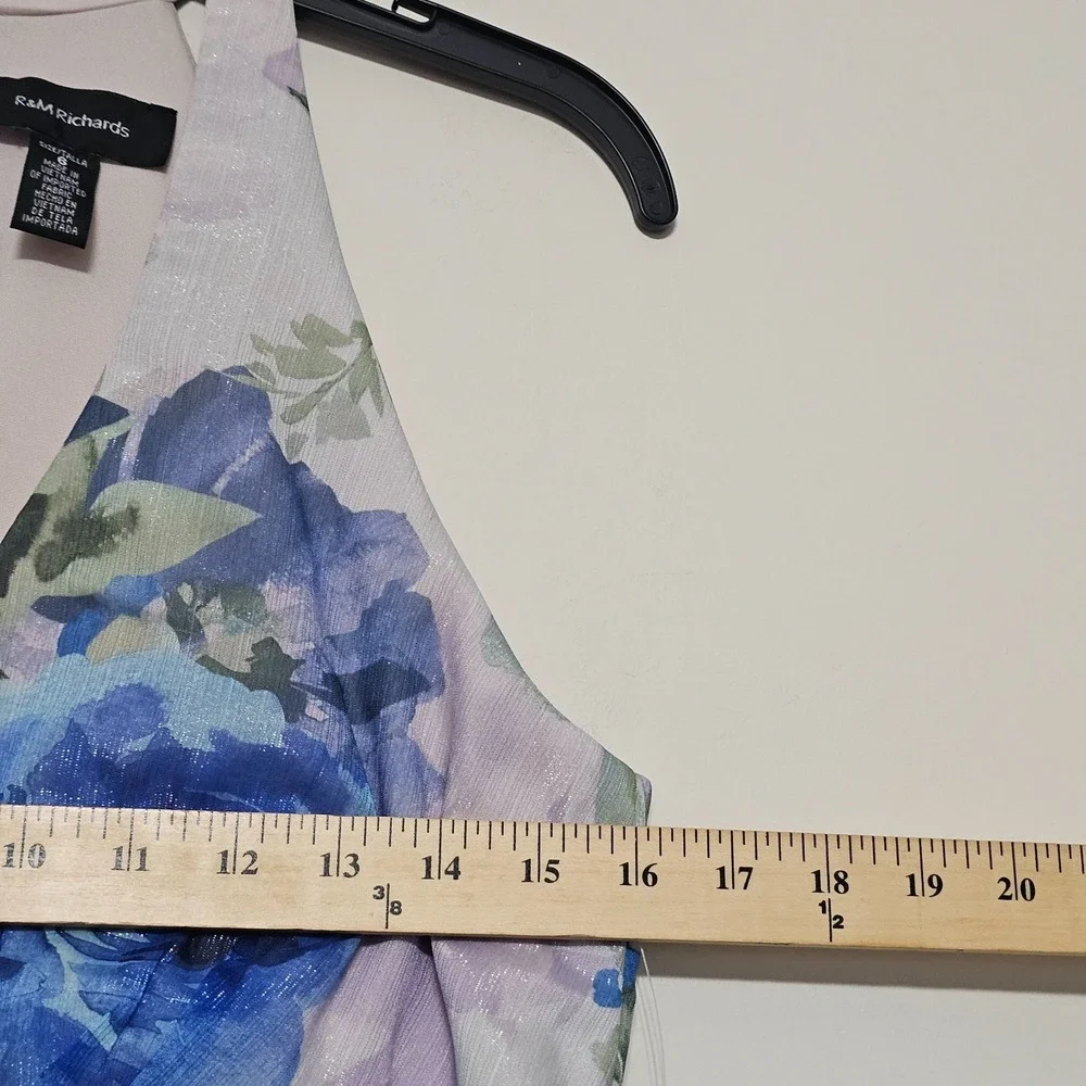 R&M Richard Women Dress A-Line Size 6/Small Blue Pastel Halter Neck Layering 856